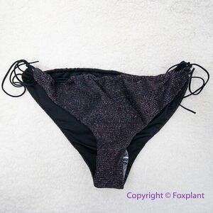 NEW It’s Now Cool the gathered tie pant‎ bikini bottom black lurex, size S